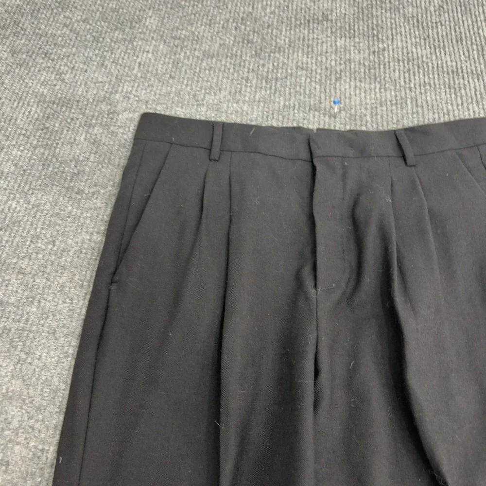 Dress Pants‎ Trousers Mens 36W Black Virgin Wool Pleated Front Formal Classic